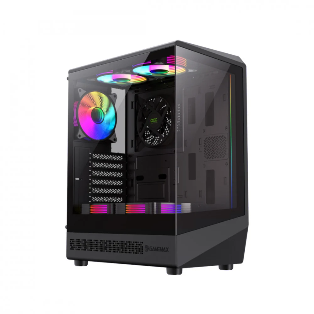 Компьютерный корпус, Gamemax, Vista COC AB, 1115-3806R0004, 12380600001, Mid Tower, ATX/m-ATX/ITX, USB2.0*1/ USB3.0*1/ TypeC *1/ HD-Audio, Кулер 6*12cм ARGB, Высота процессорного кулера 155мм, Длина