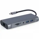 Конвертер Cablexpert USB Type-C 7-in-1 multi-port adapter (Hub3.0,HDMI,VGA,PD,card reader, stereo audio), space greyUSB-C PD (A-CM-COMBO7-01)
