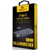 Конвертер Cablexpert USB Type-C 7-in-1 multi-port adapter (Hub3.0,HDMI,VGA,PD,card reader, stereo audio), space greyUSB-C PD (A-CM-COMBO7-01)