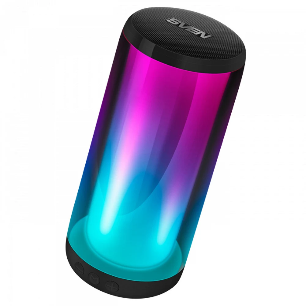 Мобильные колонки SVEN PS-260 1.0 чёрные (10W, mini Jack, USB, Bluetooth, micro SD, подсветка, USB Type-C, 2000 мA)