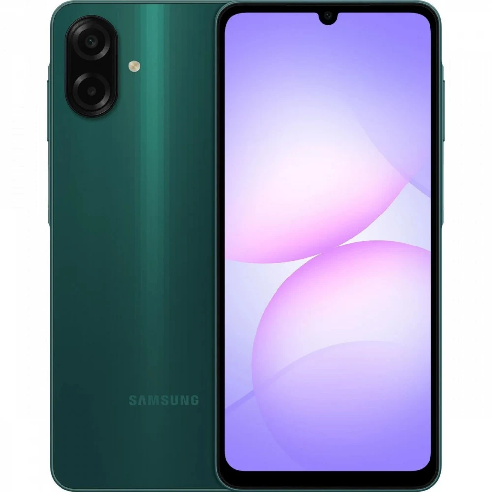 Смартфон Samsung SM-A075F Galaxy A07 128Gb 4Gb зеленый моноблок 3G 4G 2Sim 6.7" 720x1600 Android 15 50Mpix 802.11 a/b/g/n/ac GPS GSM900/1800 GSM1900 Protect microSD max2048Gb