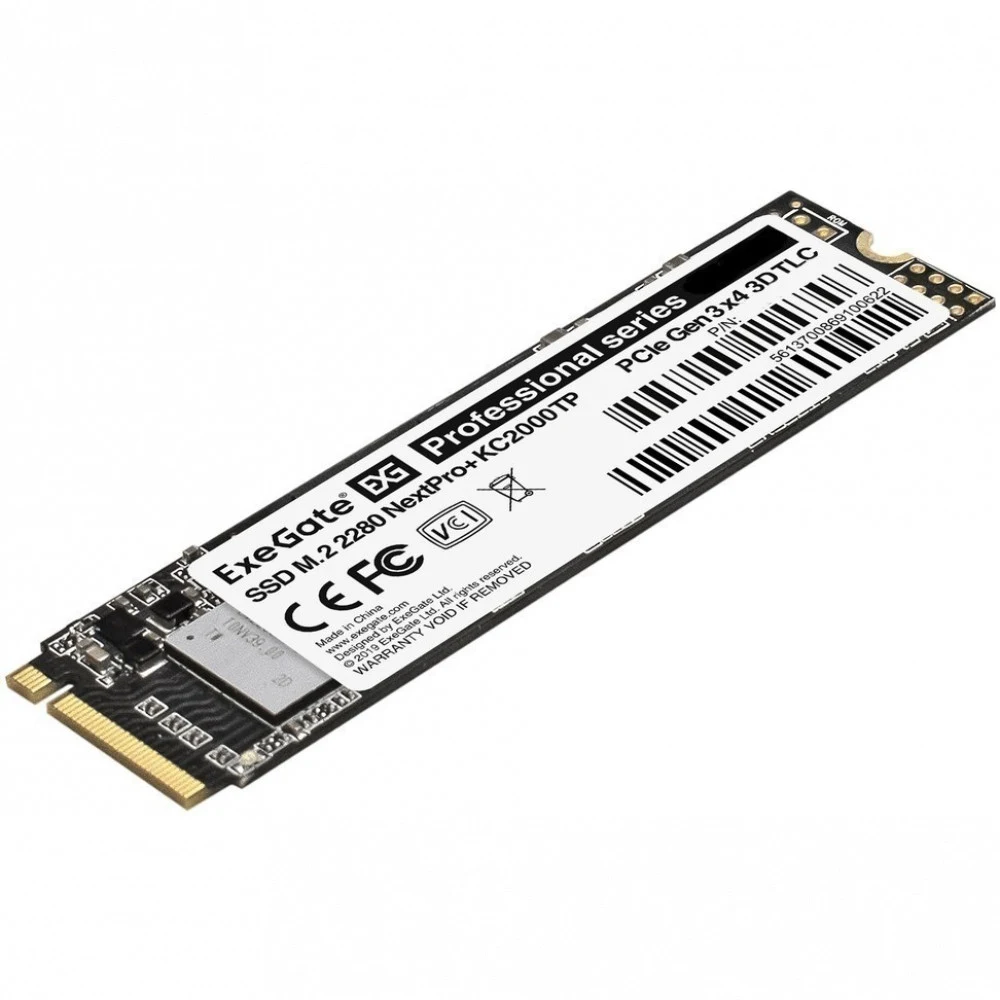 Накопитель SSD M.2 2280 PCIe 2TB ExeGate NextPro+ KC2000TP2TB (PCIe Gen3x4, NVMe, 22x80mm, 3D TLC)