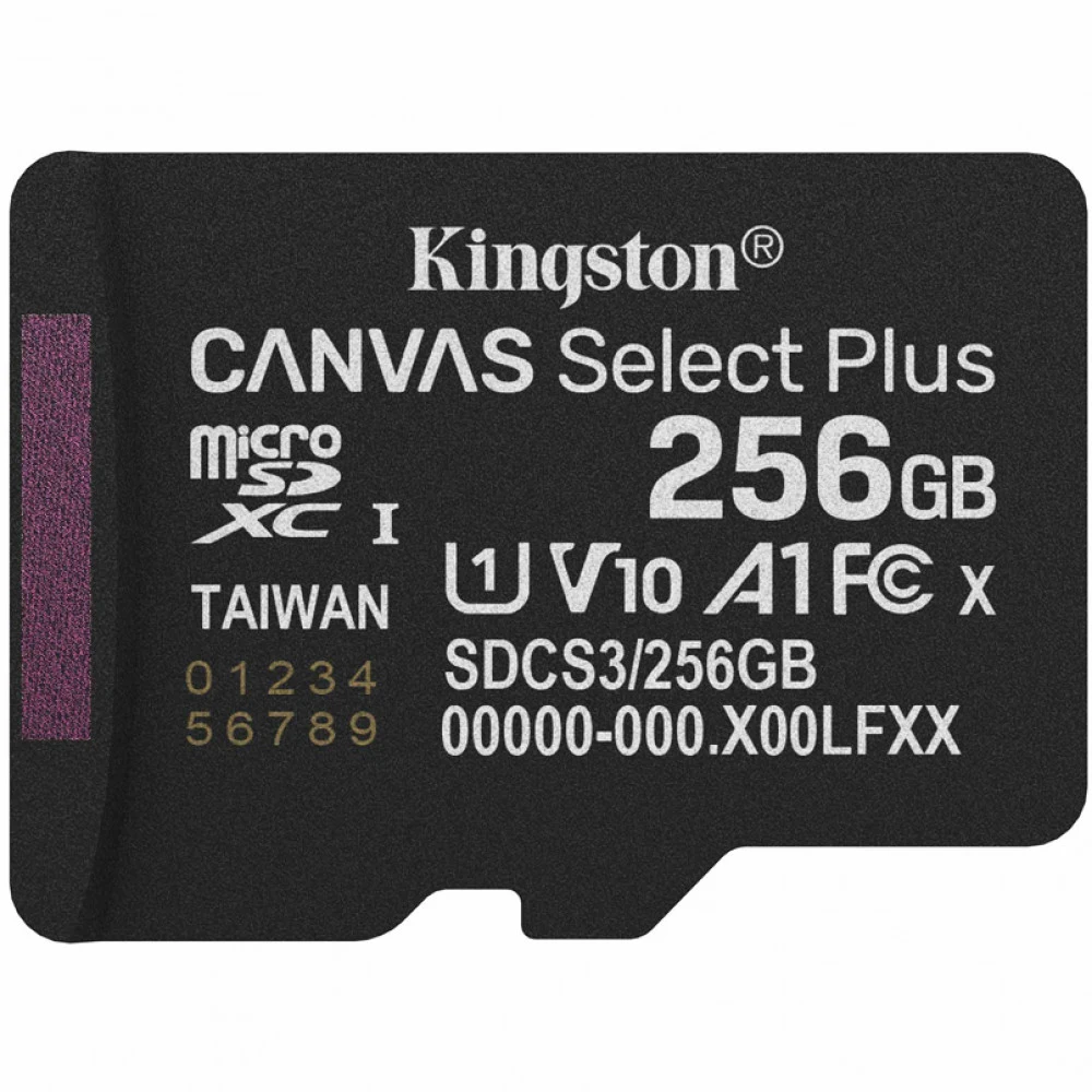 Карта памяти, Kingston, SDCS3/256GBSP, MicroSDXC 256GB, Canvas Select Plus, A1, U1, V10, без адаптера SD