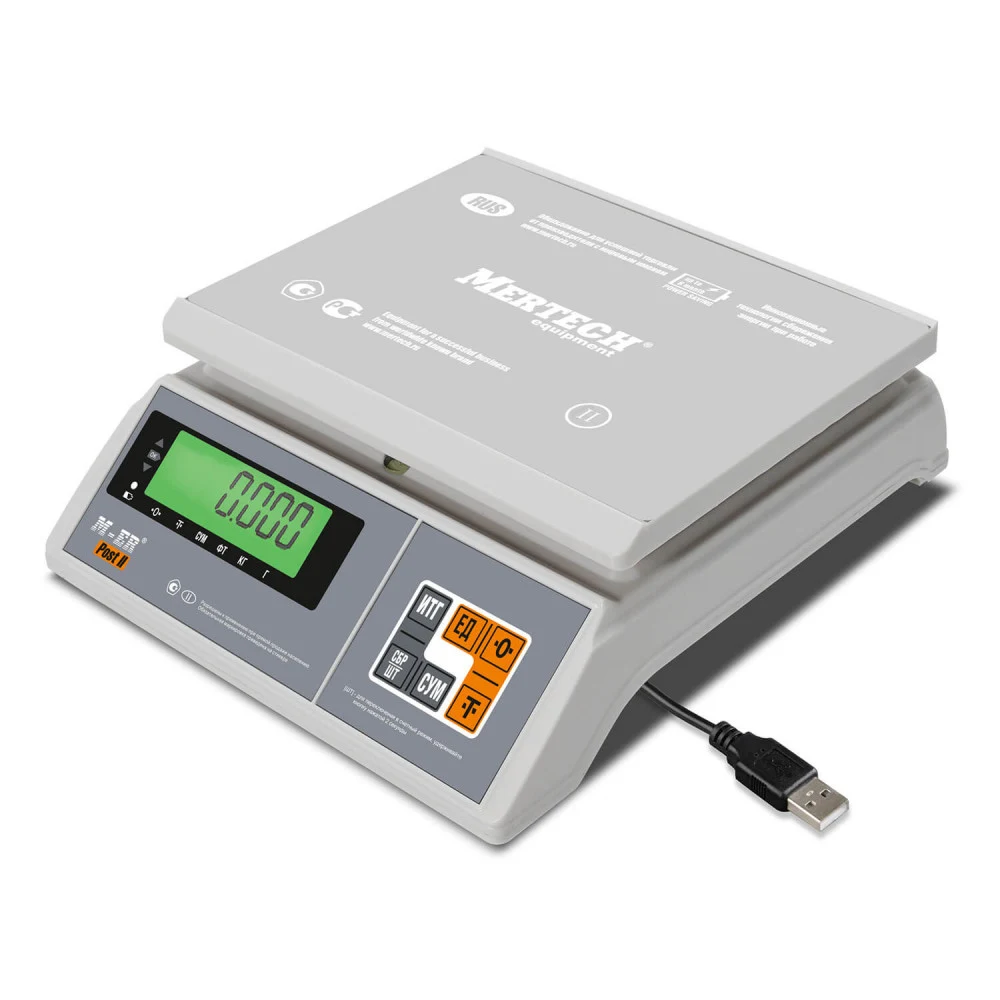 Порционные весы M-ER 326 AFU-3.01 "Post II" LCD USB-COM "Интерфейс USB-COM Индикация: ЖКИ с подсветкой Габариты: 290х265х110 мм Платформа: 255x205 мм Питание: адаптер+аккумулятор Максимальный вес: 3