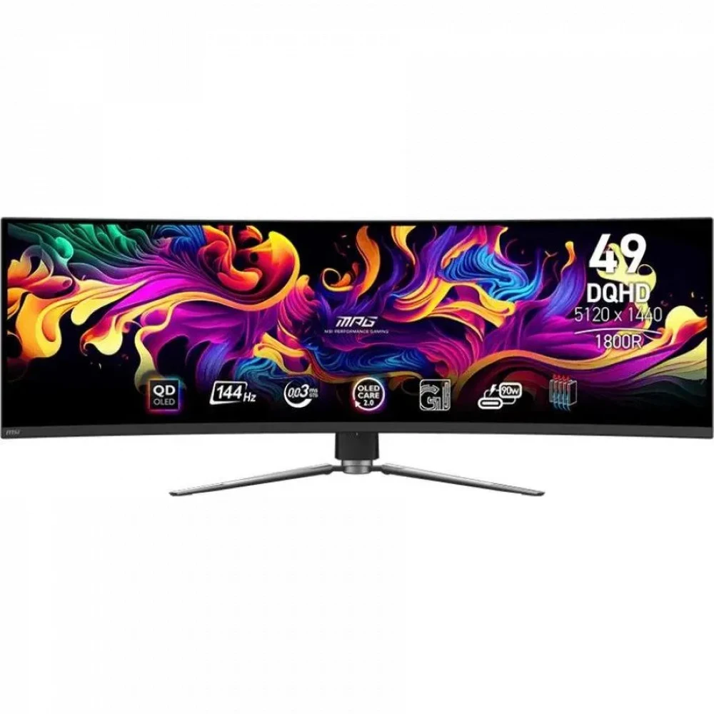 Премиальный Изогнутый OLED Монитор 49" MSI MPG 491CQP QD-OLED, 5120x1440 DQHD, 144Hz, Curved 1800R, 0.03ms, 1500000:1, Угол Обзора 178/178, 32:9, VESA 100x100, 2xHDMI, 1xDP, 1xType-c, 2xUSB 2.0 Type
