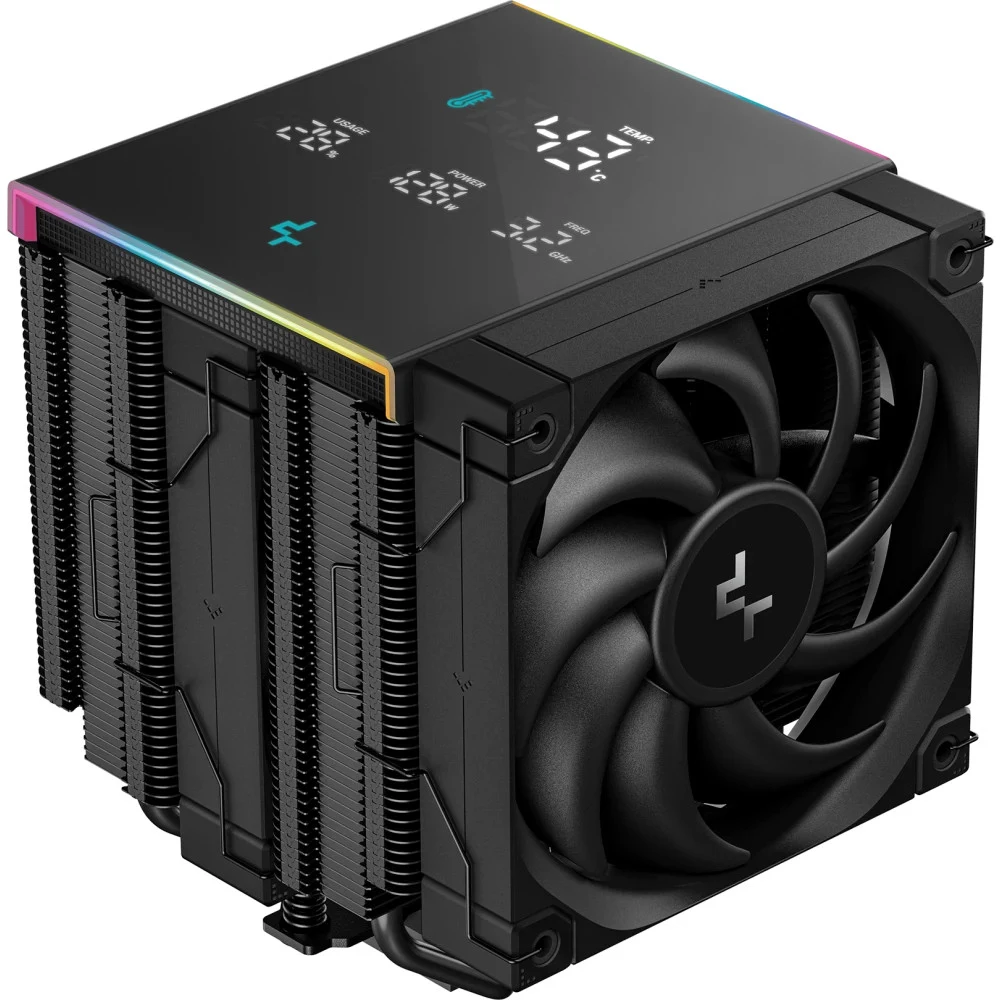 Кулер для процессора, Deepcool, AK620 DIGITAL PRO R-AK620-BKAPMN-G, Intel 20хх/1700/1200/115х и AMD AM5/AM4, 260W, 2*120мм, 500-1750±10%/об/м, 60,89 CFM, 25 dB(A), 4pin, 129х138х163мм, Черный