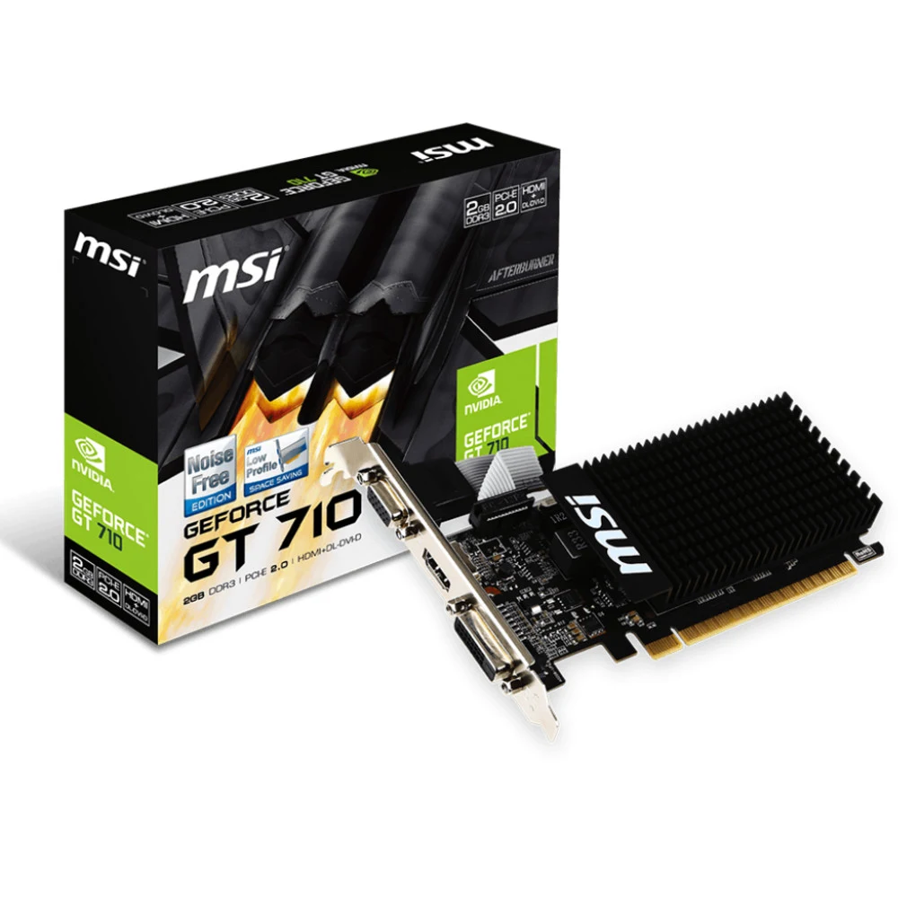 Видеокарта MSI PCI-E 2.0 GT 710 2GD3H LP NVIDIA GeForce GT 710 2Gb 64bit DDR3 954/1600 DVIx1 HDMIx1 CRTx1 HDCP Ret low profile