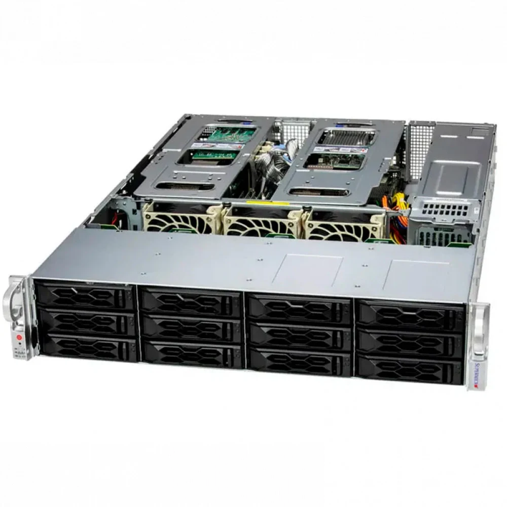 Сервер Altos BrainSphere R380 F7 12SFF/LFF Z-Box, includes MB, Chassis (12× SFF/LFF bays, GPU kit, 1+1 1200W PSU), Altos logo, Resource Kit (w/ driver, ADP, manual), Rackmount kit / Intel Xeon 6530