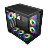 Компьютерный корпус FSP M341-BA, Без БП, 2xUSB3.0/Type-C, 7xARGB 120mm, 2xGlass, Black, ATX M341-BA