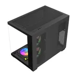 Компьютерный корпус FSP S342-BA, Без БП, 2xUSB3.0+Type-C, 6xARGB 120mm, 2xGlass, Black, mATX S342-BA