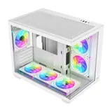 Компьютерный корпус FSP S342-WA, Без БП, 2xUSB3.0+Type-C, 6xARGB 120mm, 2xGlass, White, mATX S342-WA