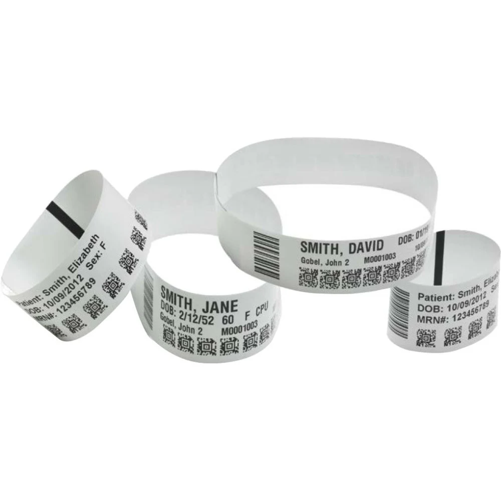 Opaska identyfikacyjna dla dzieci 25x178/250, 10015357K, termiczna polipropylen ultrasoft klej akrylowy na końcówkach 1 rząd nawój zewnętrzny kasetki kolor biały kształt nieregularny (op. 6 sztuk)