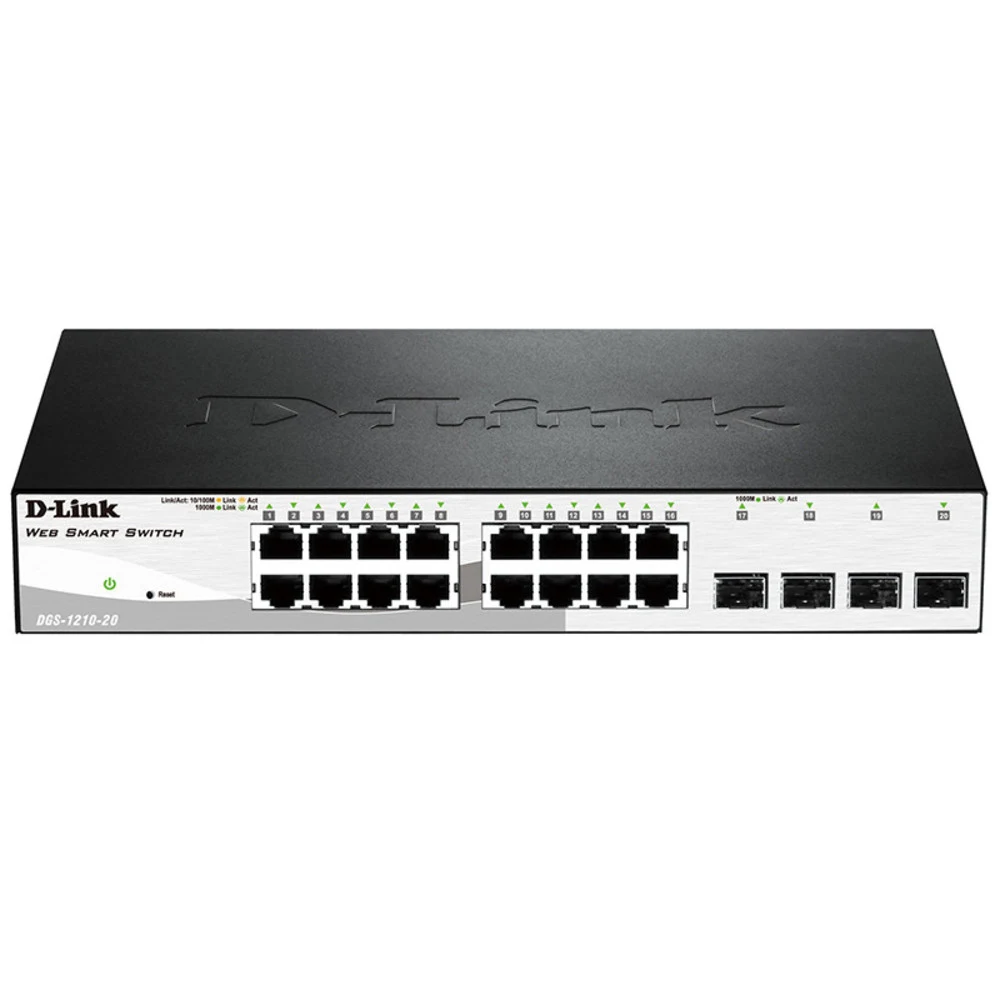 D-Link DGS-1210-20 Настраиваемый коммутатор WebSmart с 16 портами 10/100/1000Base-T и 4 комбо-портами 100/1000Base-T/SFP