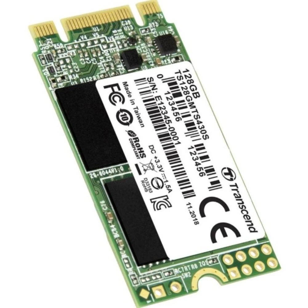 Твердотельный накопитель/ Transcend SSD 430S, 128GB, M.2(22x42mm), SATA3, 3D TLC, R/W 560/350MB/s, IOPs 35 000/80 000, DRAM buffer 256MB, TBW 70, DWPD 0.3 (5 лет)