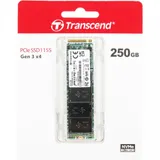Transcend SSD MTE115S, 250GB, M.2(22x80mm), NVMe, PCIe 3.0 x4, 3D TLC, R/W 1600/1100MB/s, IOPs 250 000/170 000, TBW 100, DWPD 0.2, (5 лет) Твердотельный накопитель PCIe 115S Поднимите производительн