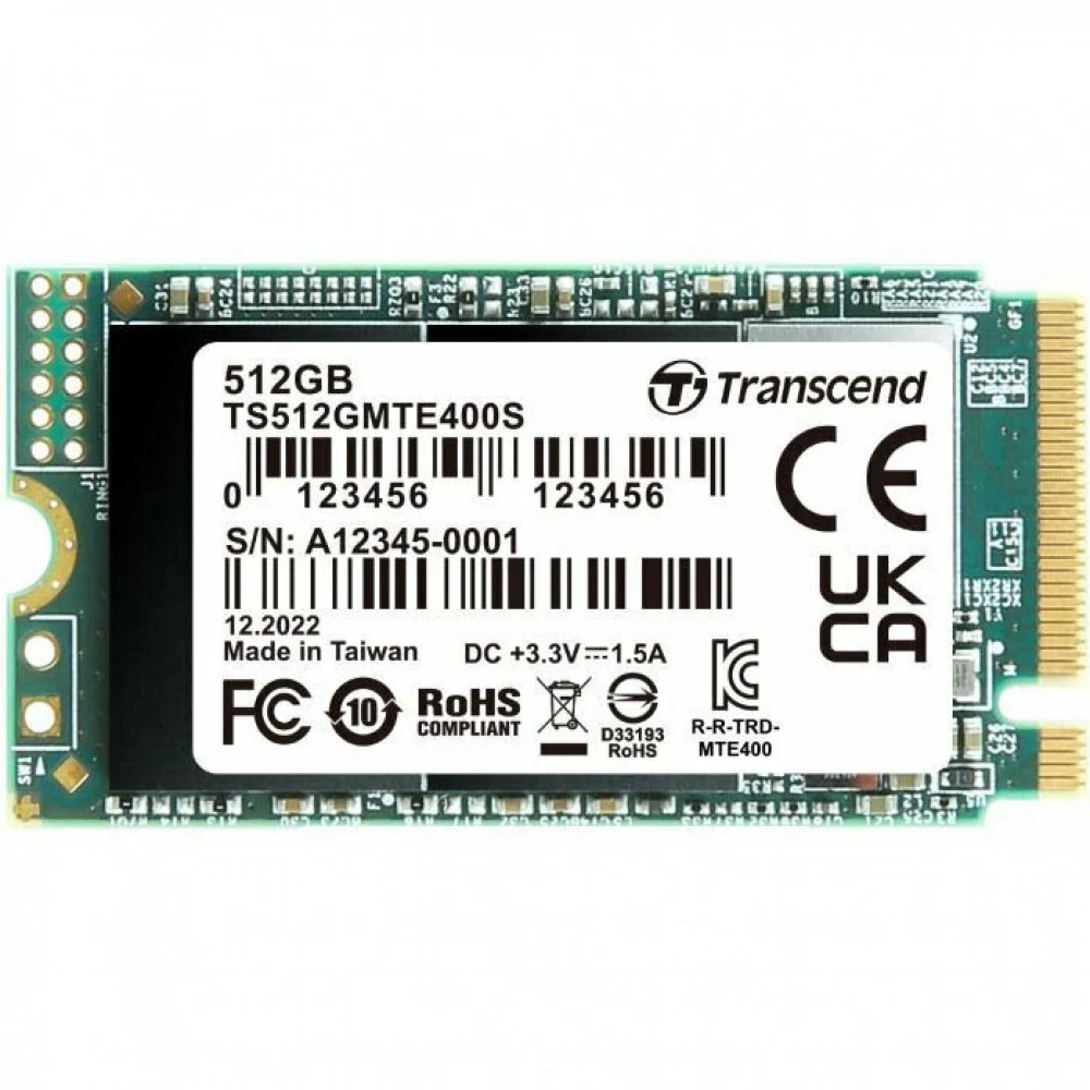 Твердотельный накопитель/ Transcend SSD MTE400S, 512GB, M.2(22x42mm), NVMe, PCIe 3.0 x4, 3D TLC, R/W 2000/900MB/s, IOPs 53 000/235 000, TBW 200, DWPD 0.2 (5 лет)