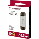 Transcend External SSD ESD310S, 512GB, Type C/A, USB 10Gbps (3.2 Gen2), R/W 1050/950MB/s, 71x20x8mm, 11g, Silver (5 лет) ESD310 - это самый маленький портативный твердотельный накопитель Transcend,