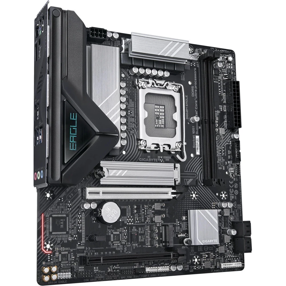 Материнская плата, Gigabyte, B860M EAGLE (4719331867041), LGA1851, iB860, 2xDDR5 5600/6400/9066(OC), 4xSATA3, Raid, 2xM.2 (PCI-E 4.0x4/x2), 1хDP, 1xHDMI, 2xPCI-Ex16, mATX