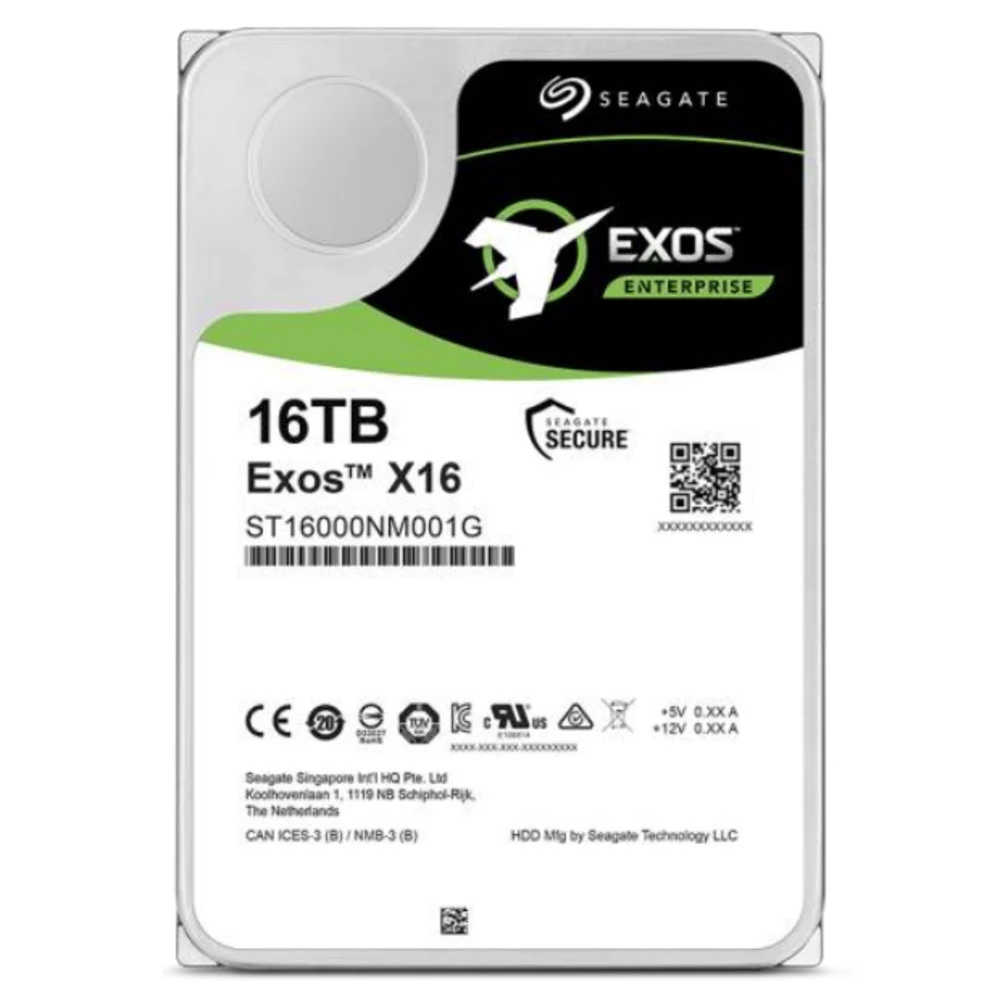 Жесткий диск серверный Seagate Exos X16 ST16000NM001G 16TB 3.5" SATA 6Gb/s, 7200rpm, 256MB, 512e/4Kn, Bulk {20} (008594)