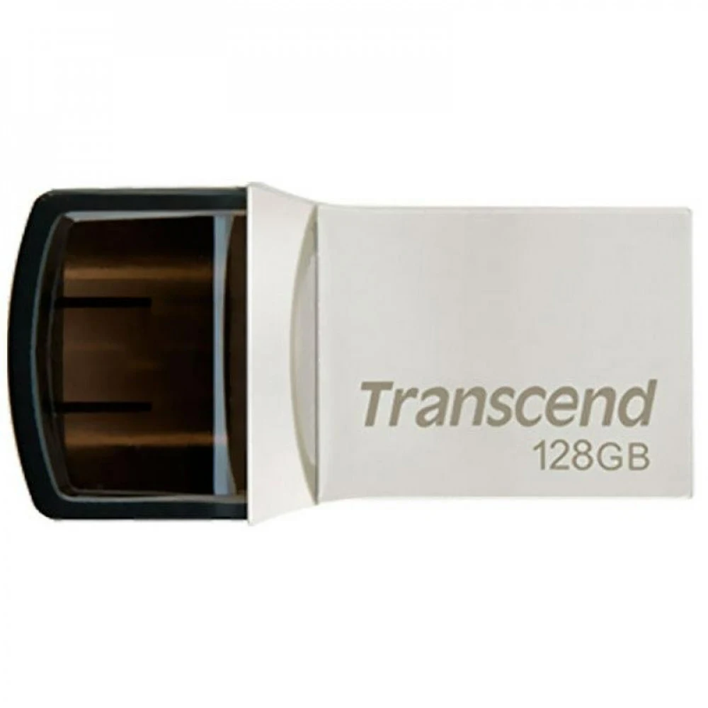 Флеш накопитель 128GB Transcend JetFlash 890, USB 3.1 Gen 1, OTG Type-A/Type-C, серебряный
