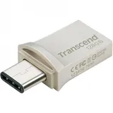 Флеш накопитель 128GB Transcend JetFlash 890, USB 3.1 Gen 1, OTG Type-A/Type-C, серебряный