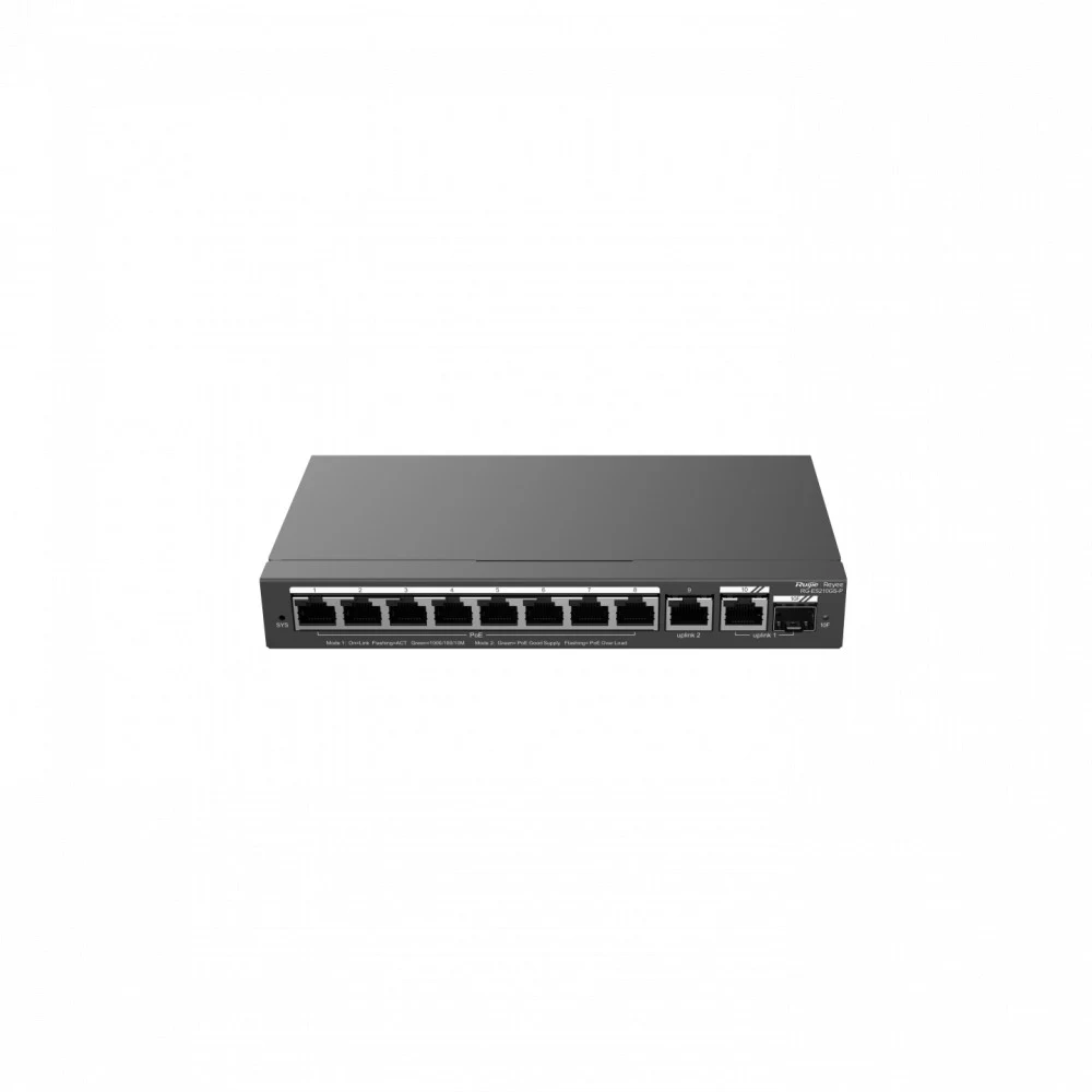 PoE Коммутатор, облачный | Уровень: Управляемый | Интерфейс: PoE 8×RJ45 1Гбит/с / Uplink 1×RJ45 1Гбит/с / Uplink Combo 1×RJ45 1Гбит/с + 1×SFP 1Гбит/с | Протоколы: VLAN, DHCP, HTTP, Loop prevention,