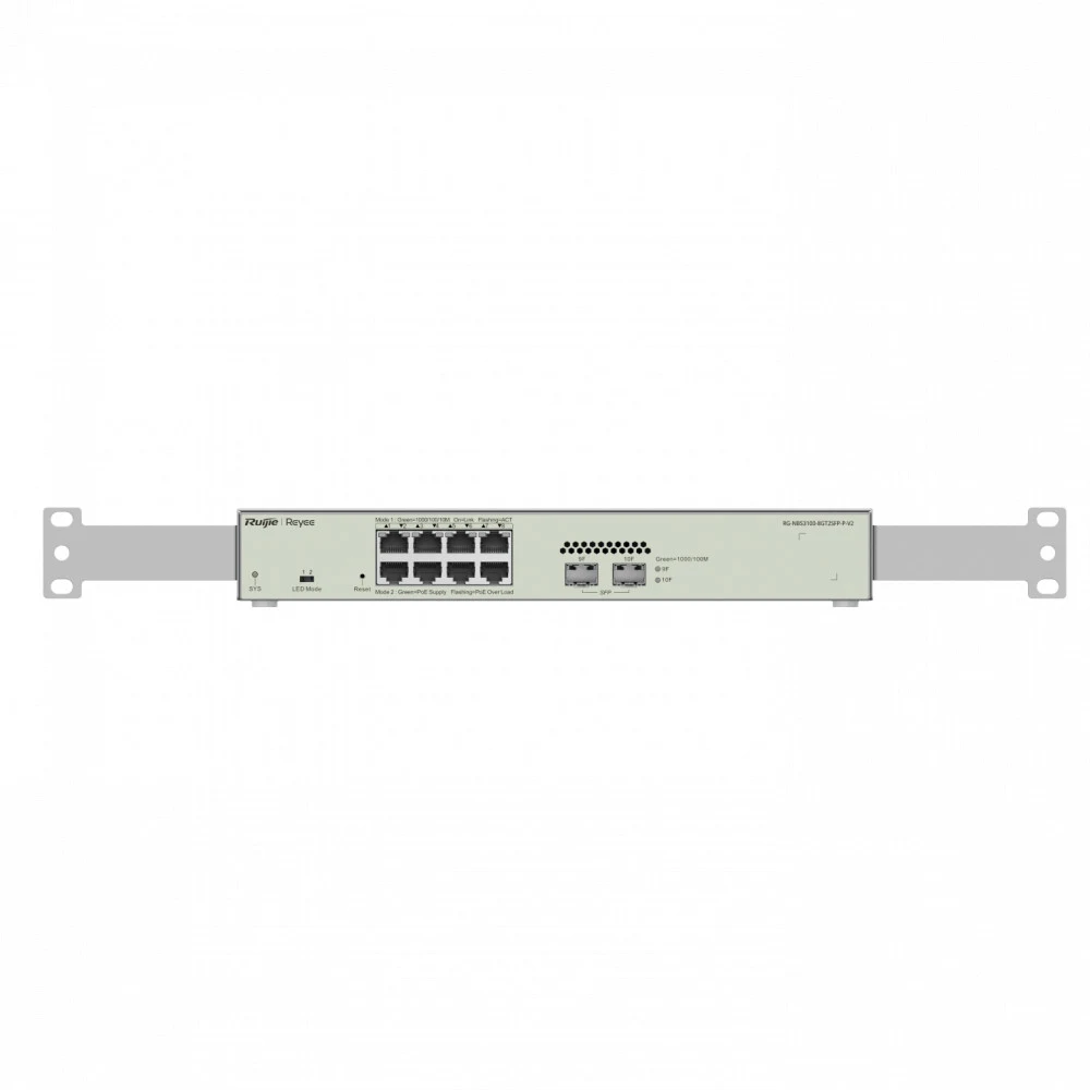 PoE Коммутатор | Уровень: L2 Управляемый | Интерфейс: PoE/PoE+ 8×RJ45 10/100/1'000Мбит/с / Uplink 2×SFP 1'000Мбит/с | Протоколы: STP/RSTP, Voice VLAN, IGMP Snooping v1/v2, CPP, EEE, Syslog, DHCP cli