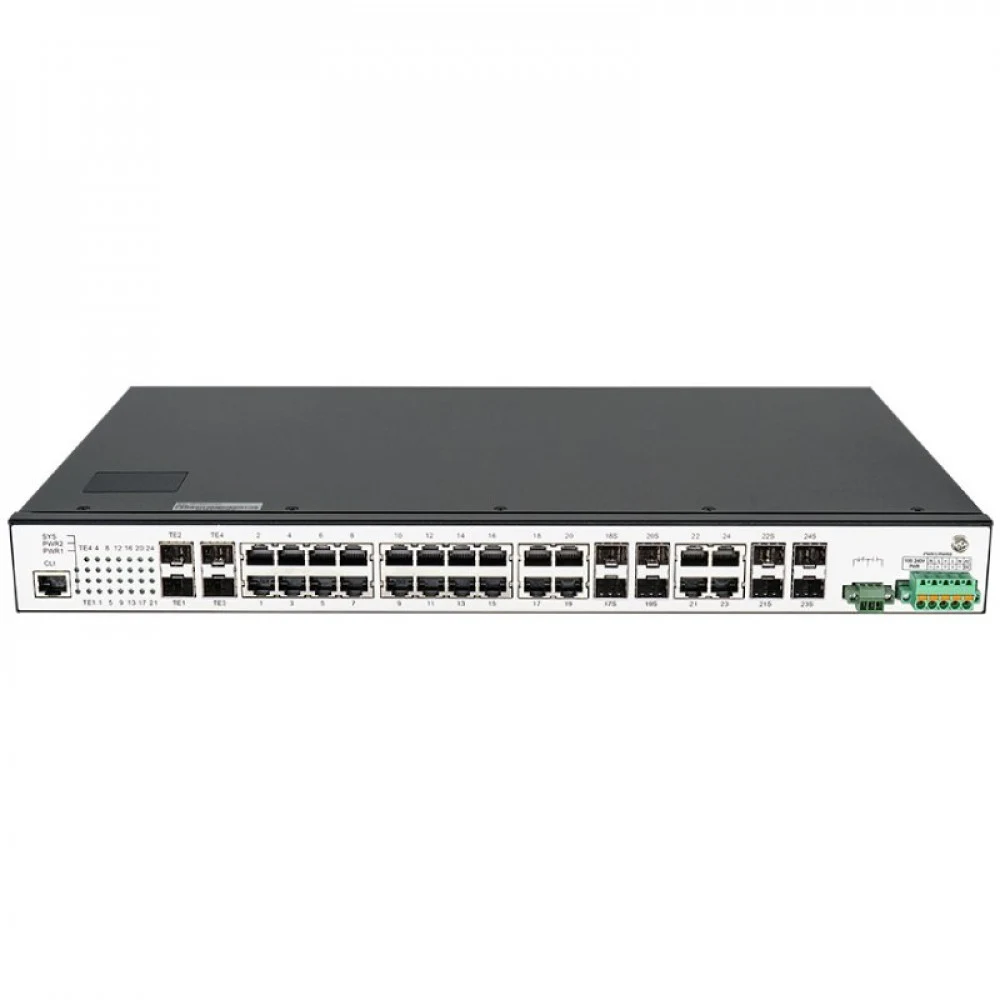 IES2000-5024T8C4X Коммутатор Managed L3-Lite industrial switch with 16 Gigabit TX port, 8 Gigabit TX/SFP combo ports and 4 10GE SFP+ ports, 1 CLI port, supports industrial ring protection protocol,