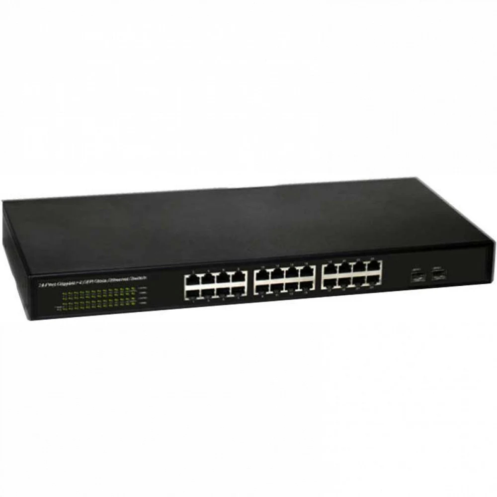 S1526-24P Коммутатор Unmanaged Multi functional PoE Switch (24 1000M PoE ports, 2 GE SFP ports built-in AC220V power supply 370W PoE power, rack-mounted installation)