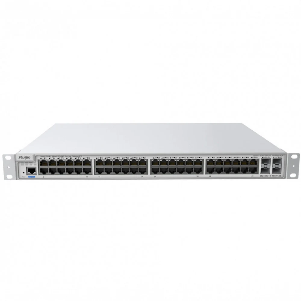 URS-S5310-48GT4XS Коммутатор 48 10/100/1000Base-T auto-sensing Ethernet ports + 4 SFP+ ports, fixed single fan, 2 modular power supply slots