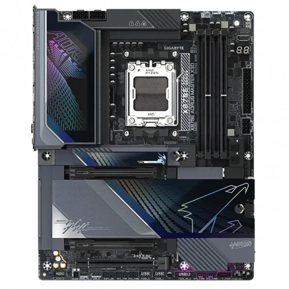 Сист.плата Gigabyte X870E A MASTER X, X870E, AM5, 4xDDR5, 3xPCI-E x16, M2, SATA, USB-C, HDMI, WIFI7, BOX
