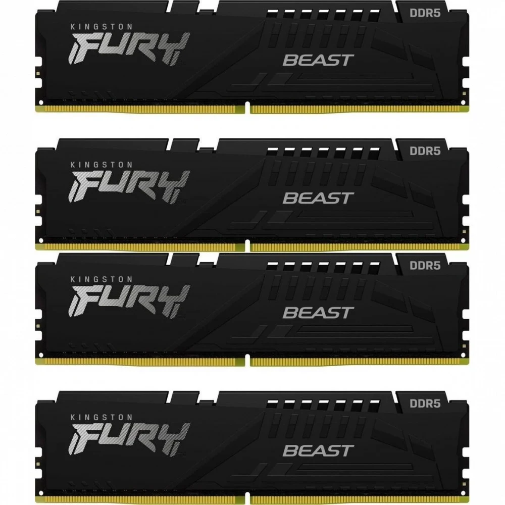 Комплект модулей памяти, Kingston, FURY Beast KF556C40BBK4-128 (Kit 4x32GB), DDR5, 128GB, CL40, DIMM <PC5-44800/5600MHz>