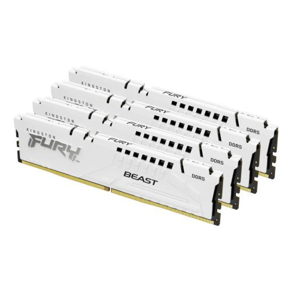 DDR 5 DIMM 128Gb PC41600, 5200Mhz, Kingston FURY Beast White XMP CL40 (Kit of 4)(KF552C40BWK4-128)