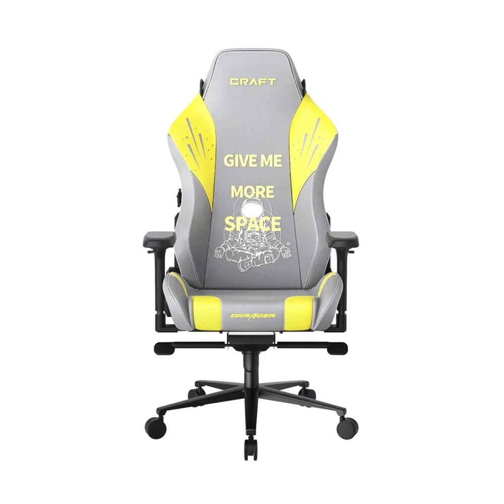 Кресло геймерское DXRacer CRAFT PRO CRA/PRH007/GY, 100кг, регулировка высоты, Grey-Yellow