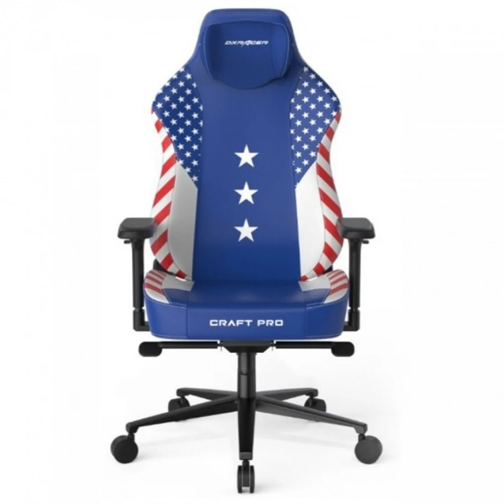 Кресло геймерское DXRacer CRAFT PRO CRA/PRH009/BW, 100кг, регулировка высоты, Blue-White-Red