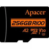 Карта памяти Micro SDXC 256GB Apacer, Class 10, UHS-I U3, V30, A2, адаптер, 100/80 Мбайт/с