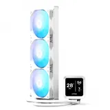 Кулер с водяным охлаждением, APNX, LC1-D 360 WH , Intel 1851/1700/1200/115х и AMD AM5/AM4/, TDP 320W, 3*120мм ARGB, 600-1800RPM±10%, 81,5CFM, 38 dB(A), Белый
