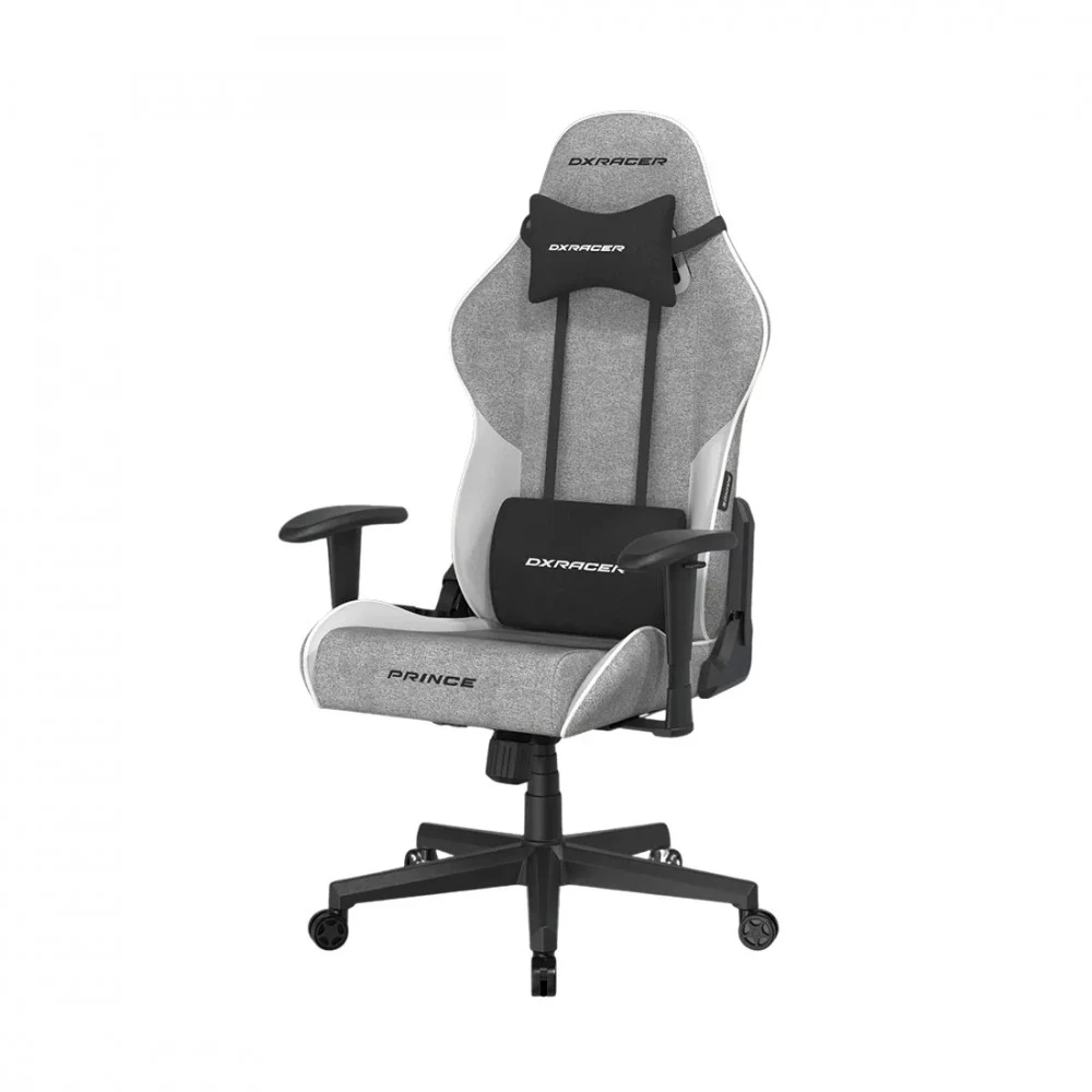 Игровое компьютерное кресло, DX Racer, GC/LPF24FBCFBB/GW, Prince series, Нубук FBB - Имитация льна FBC , Вид наполнителя: губчатая пена высокой плотности (54 кг/м), Металлическая основа кресла, Меха