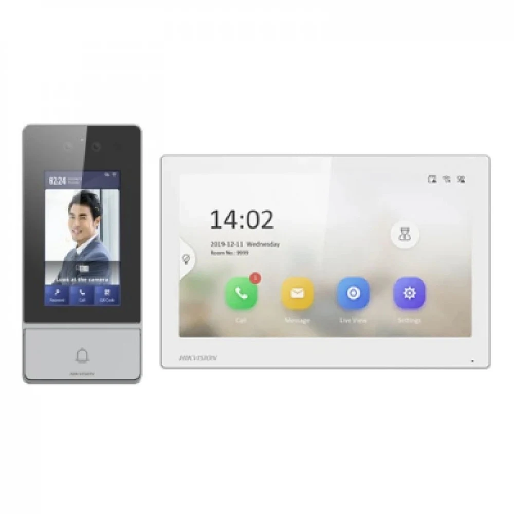 Комплект домофона | Комплектация: Монитор 1×DS-KH6350-WTE1 White / Вызывная панель 1×DS-KV9503-WBE1 / 1×PoE Коммутатор / 1×TF card 32GB / 1×Блок питания