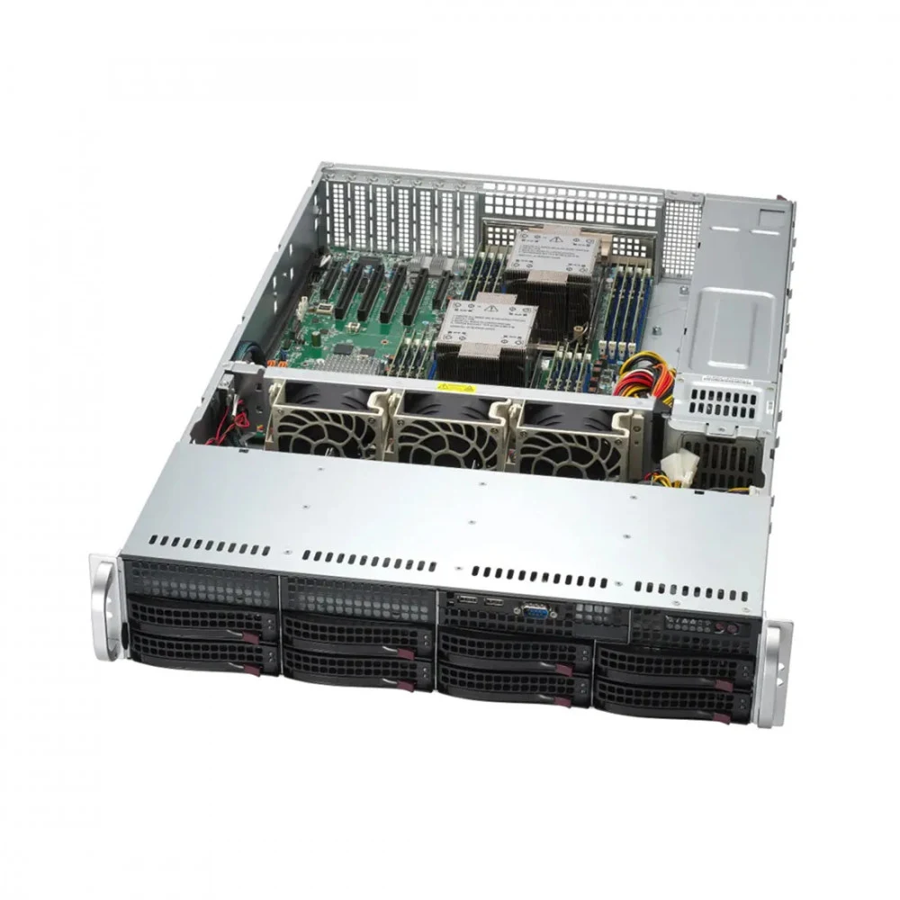 Supermicro SYS-621P-TR 2U, LGA-4677, TDP 300W, Intel C741, 16xDDR5, 8x 3.5" hot-swap, SATA3 (6Gbps), 4xPCI-E 5.0 x16 LP, 2xPCI-E 4.0 x8 LP 2x1GbE LAN, 1xRJ45 IPMI, 4xUSB 3.0, 2xUSB 2.0, 1xVGA, 2 COM