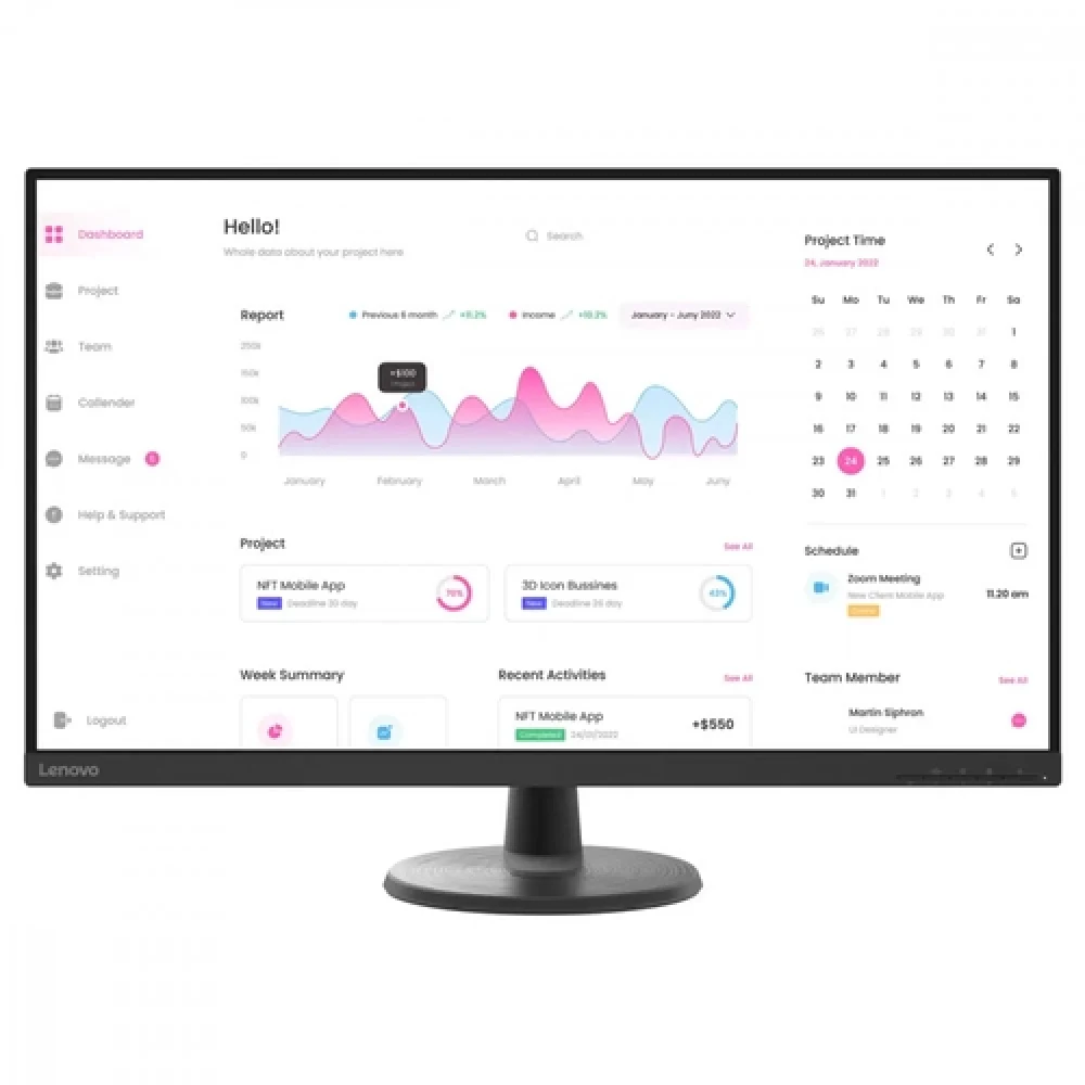 Монитор Lenovo 67A2KAC6EU D24-40 23.8" VA/1920x1080/75Hz/AMD FreeSync/5ms/3000:1/3M:1/250nit/VGA/HDMI 1.4/HDMI in box