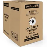 Кабель ExeGate FUTP4-C5e-CU-S24-OUT-PE-BK-305-FLUKE FTP 4 пары кат.5e медь, 0.5мм (24AWG), FLUKE® test pass, экран, внешн., без троса, 305м, черн., PE