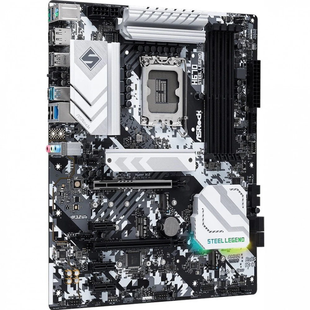 H670 STEEL LEGEND, Socket 1700, Intel®H670, 4xDDR4-3200, HDMI+DP, 2xPCI-Ex16, 3xPCI-Ex1, 4xSATA3 (RAID 0/1/5/10), 3xM.2, 8 Ch Audio, 1x2.5GLan, (4+2)xUSB2.0, (3+4)xUSB3.2, (1+1)xUSB3.2 Type-C™, 1xPS