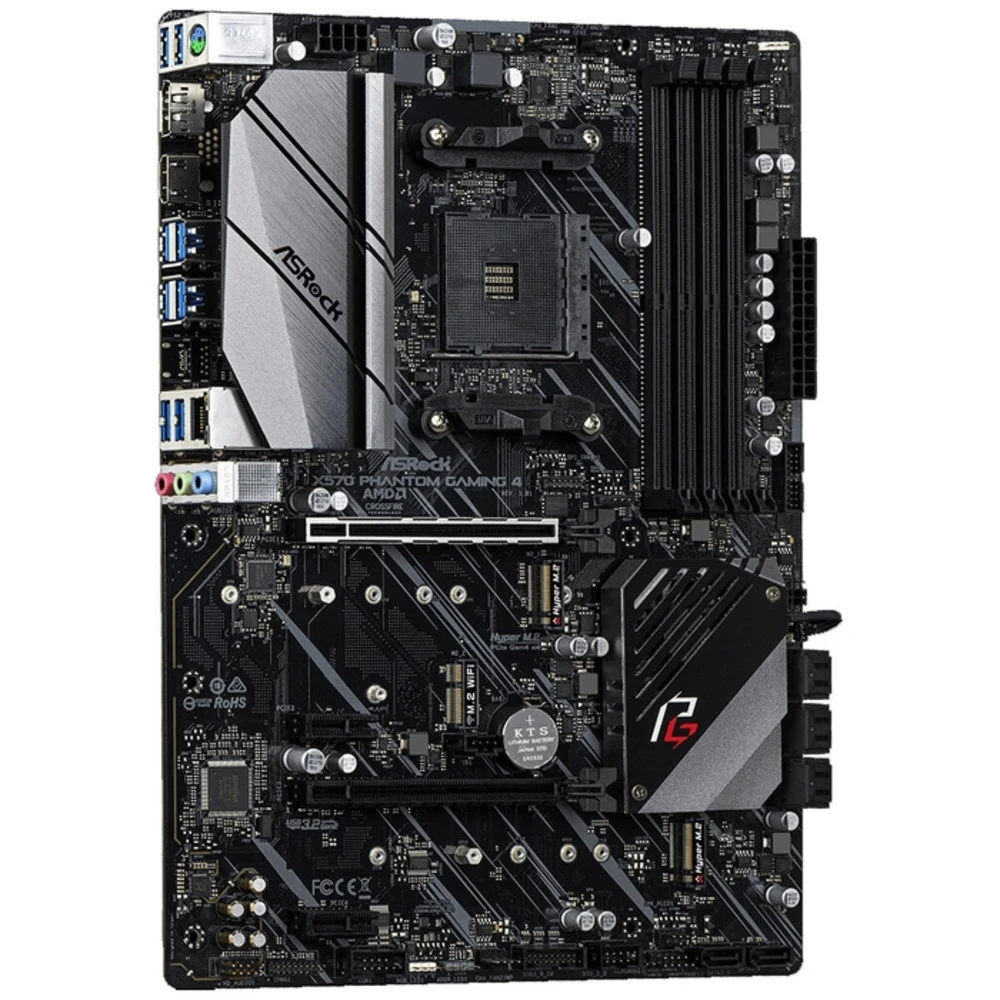 Материнская плата, ASRock, X570 PHANTOM GAMING 4 (4717677338881), AM4, X570, 4xDDR4 2933/3200/4667+(OC), 8xSATA3, 2xM.2 (PCI-E 4.0x4, PCI-E 4.0x4 или SATA), Raid, 1xHDMI, 1xDP, 2xPCI-Ex16, 2xPCI-Ex1