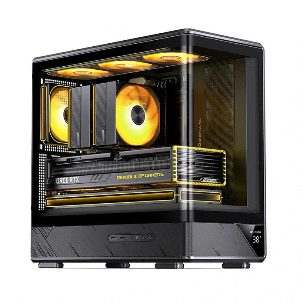 Компьютерный корпус, Jonsbo, D200 Black, D200 Black, Micro-ATX / Mini-ITX, 1*3.5"/1*2.5", Высота кулера до 171 мм, Длина VGA до 410 мм, 437х216х419 мм, Без Б/П, Черный