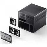 Корпус без блока питания/ Jonsbo N5 black, Mini-Tower, 3x120mm, ATX, E-ATX, mATX, mITX, XL-ATX, 1xUSB3.2 Gen2 Type-C, 1xUSB3.0, 1xAUDIO, Wood panel