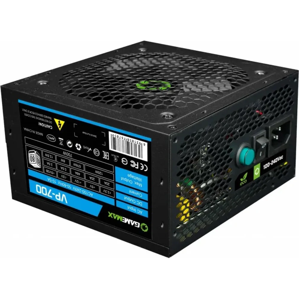 Блок питания ATX 700W GameMax VP-700, Bronze, 20+4/20+4+8/24+4/24+8, 12сm, 2x6+2p PCI-E