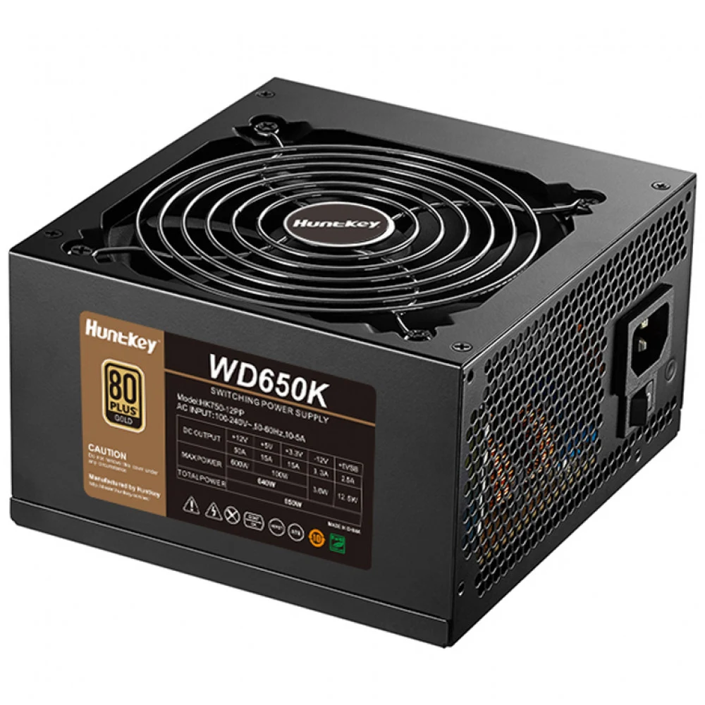 Блок питания ATX 650W Huntkey WD650K, Gold, 20+4/24+4/24+4+8/24+8+8, 12cm, 2x6+2p PCI-E
