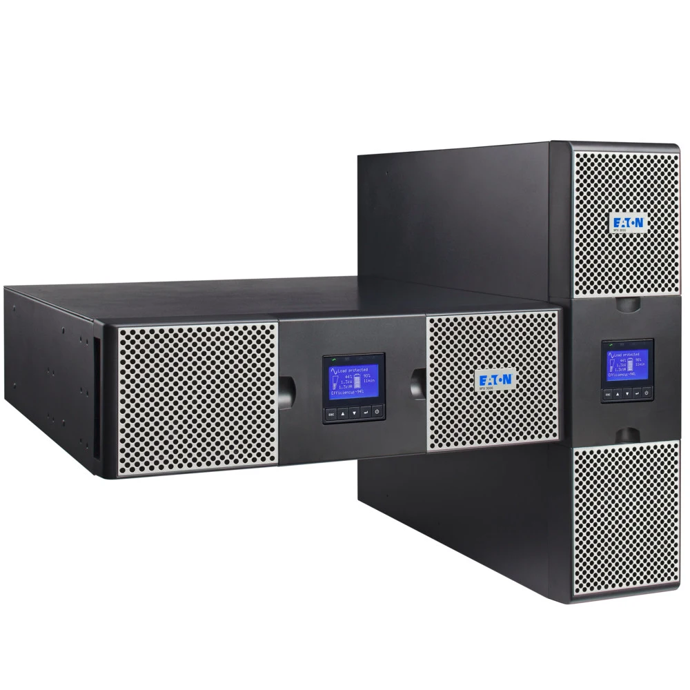 Eaton 9PX 3000i RT3U (3000ВА/3000Вт) (башня/стойка 3U малой глубины) Характеристики: Общие: Топология: Двойное преобразование частоты в режиме онлайн с системой коррекции коэффициента мощности PFC К