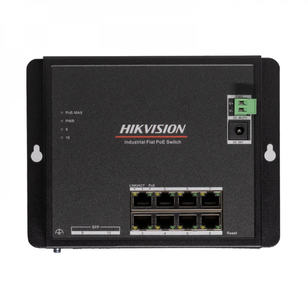 Hikvision DS-3T1510P-SI-FLT Промышленный плоский 8-портовый управляемый коммутатор
